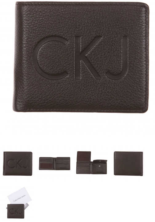 Portefeuille CKJ en cuir texturé